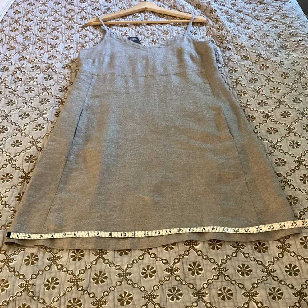 Eileen Fisher Twinkle Metallic  Linen Mini Slip Dress small petite Style #SOTY-2 - Picture 11 of 11